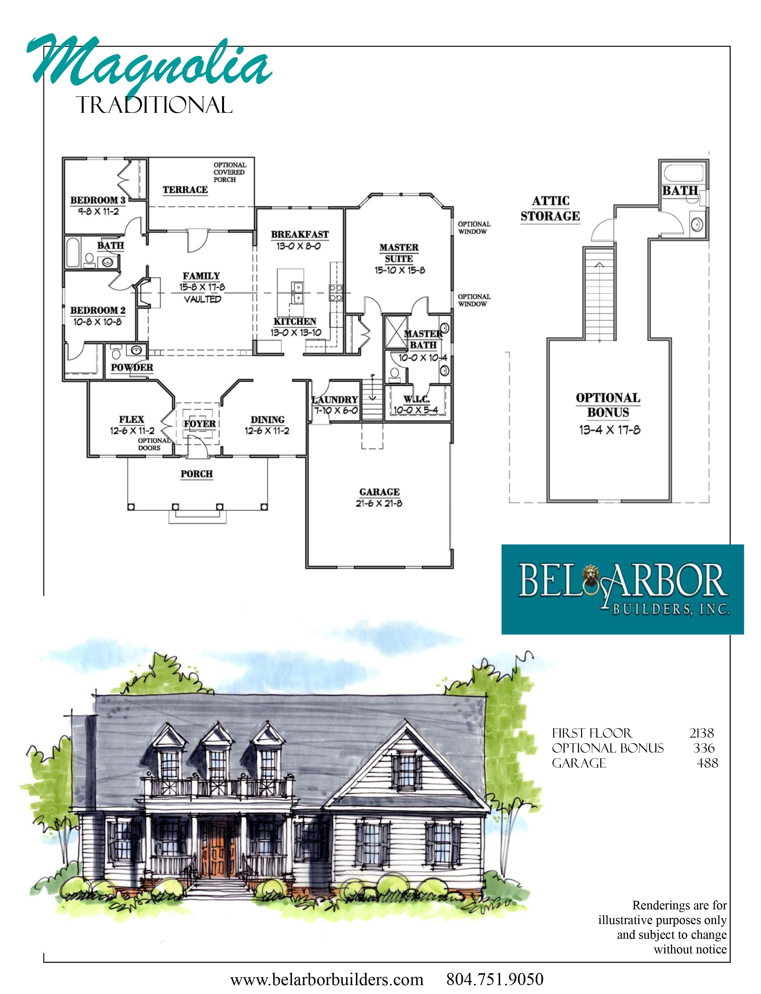 Magnolia Traditional Floorplan Bel Arbor Builders Hallsley